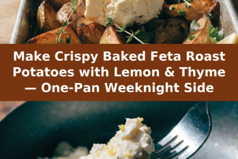 Make Crispy Baked Feta Roast Potatoes with Lemon & Thyme — One-Pan Weeknight Side Pinterest recipe pin