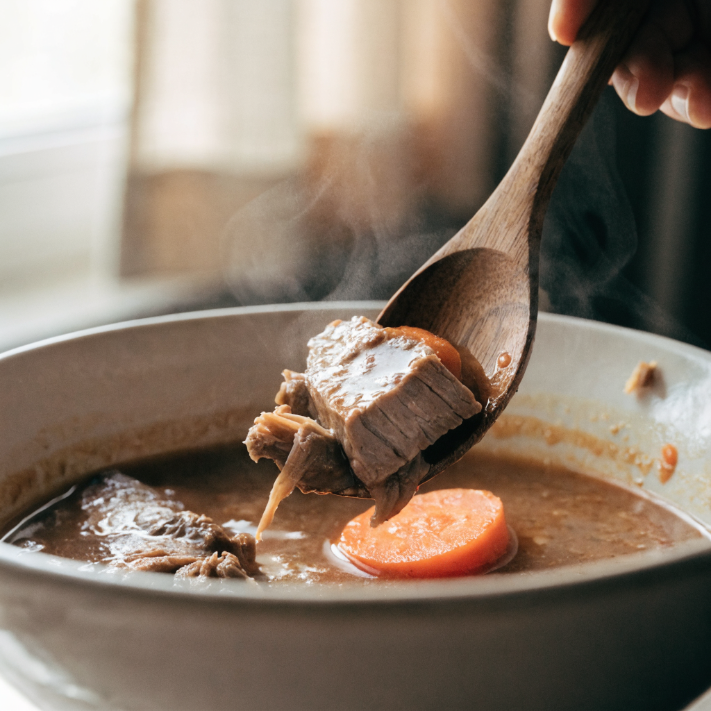 Close-up of no-fail crock pot beef stew
