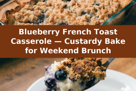 Blueberry French Toast Casserole — Custardy Bake for Weekend Brunch Pinterest recipe pin
