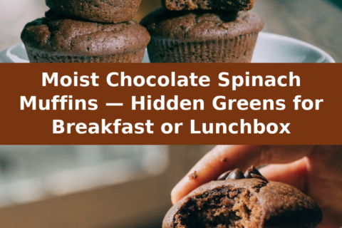 Moist Chocolate Spinach Muffins — Hidden Greens for Breakfast or Lunchbox Pinterest recipe pin