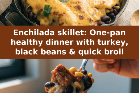 Enchilada skillet: One-pan healthy dinner with turkey, black beans & quick broil Pinterest recipe pin