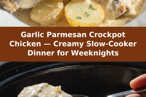 Garlic Parmesan Crockpot Chicken — Creamy Slow-Cooker Dinner for Weeknights Pinterest recipe pin