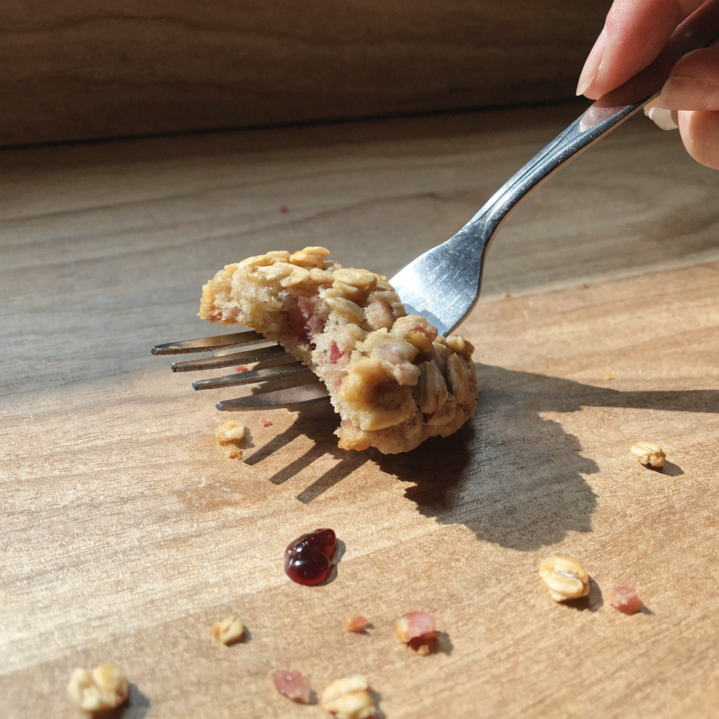 Close-up of peach oatmeal breakfast cookies