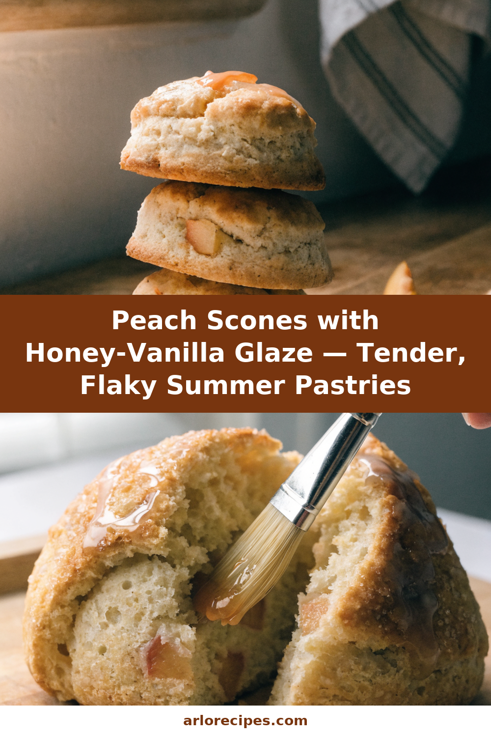 Buttery Peach Scones with Honey-Vanilla Glaze