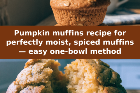 Pumpkin muffins recipe for perfectly moist, spiced muffins — easy one-bowl method Pinterest recipe pin