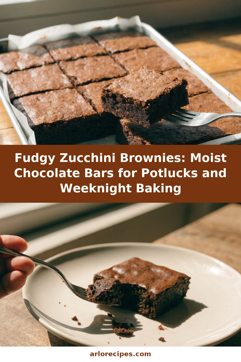Fudgy Zucchini Brownies: Moist Chocolate Bars for Potlucks and Weeknight Baking Pinterest recipe pin